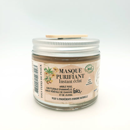 Masque purifiant à l'argile rose, eau florale d’Hamamélis, huile végétale de Chanvre et de Jojoba