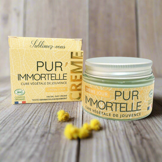 Crème visage de jour à l'huile essentielle d’Immortelle Bio et Acide hyaluronique - 50ml