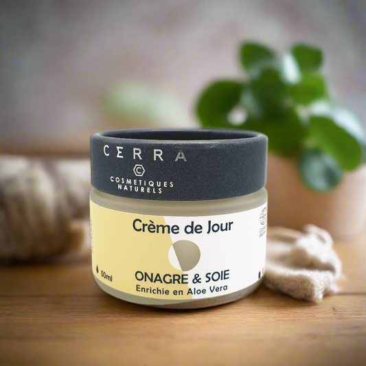 Crème visage de jour Onagre, Jojoba, Rose Musquée, Karité et Soie - 50ml