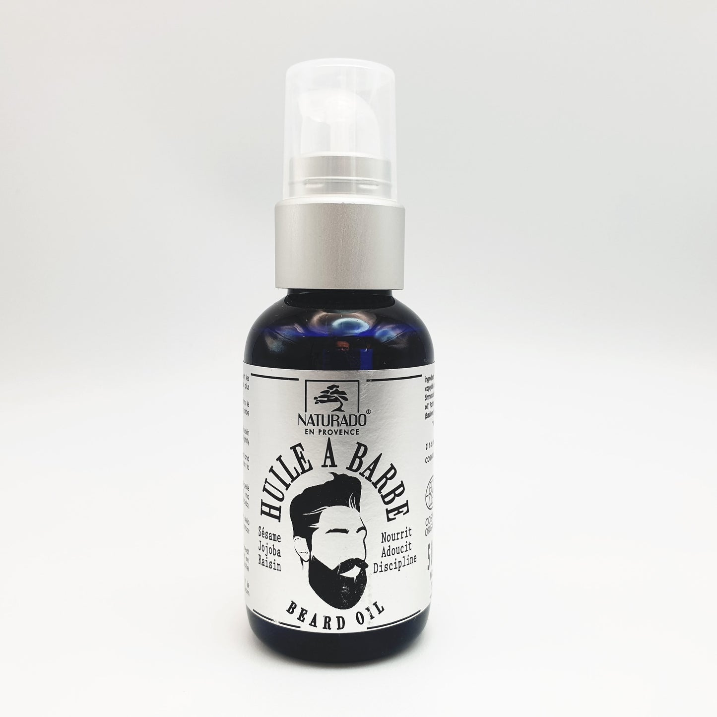 Huile à barbe nourrissante et adoucissante 100% naturelle - jojoba, sésame, et raisin - Bio - 50ml